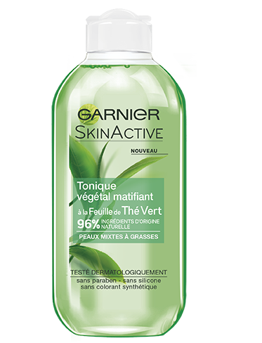 Garnier, SkinActive, Feuille de Thé Vert, tonique végétal matifiant, mixte, peau grasse, nettoyant, packshot